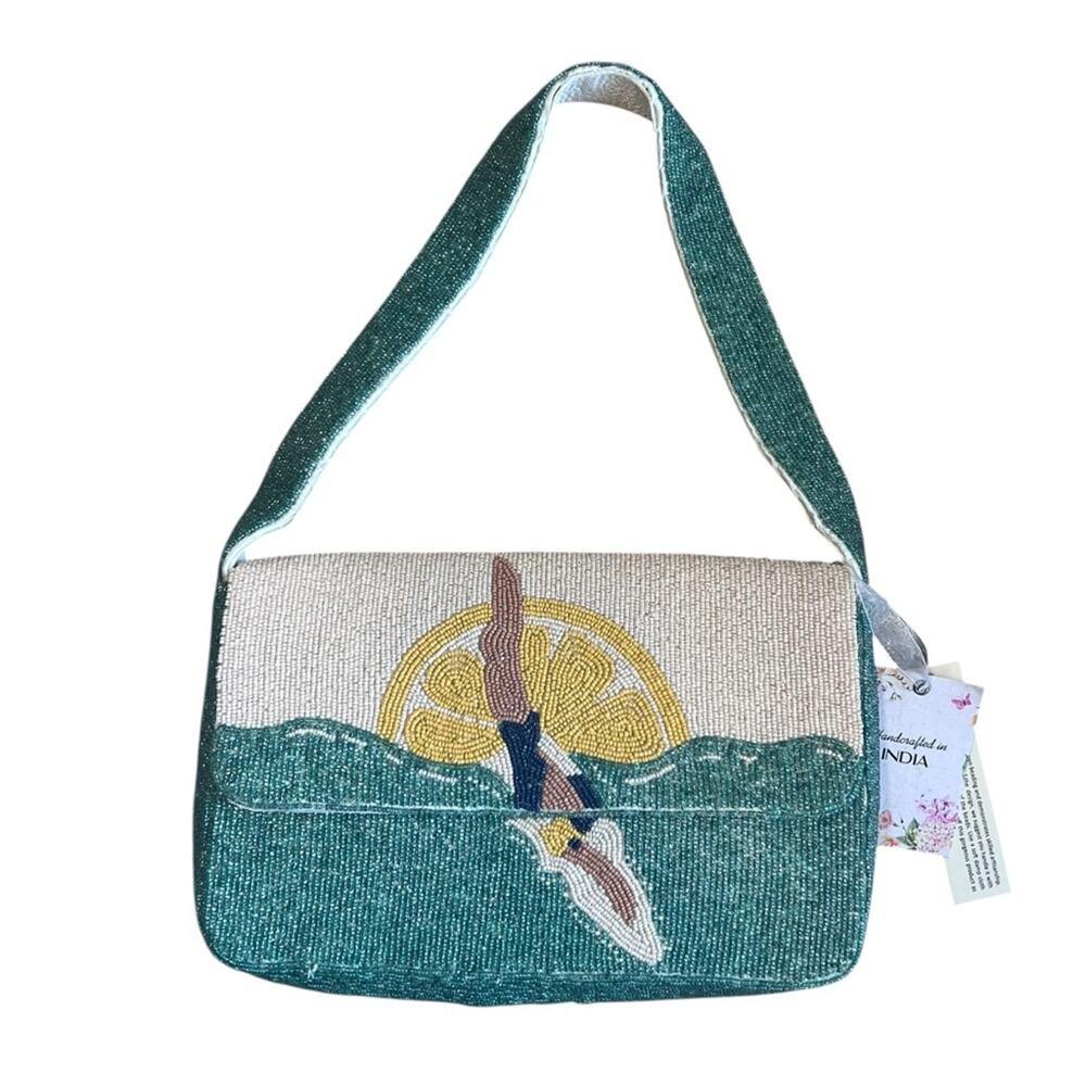 Handcrafted in India NWT Beaded Shoulder Bag Diver Swim Sun Viral TJ Maxx - Picture 2 of 14